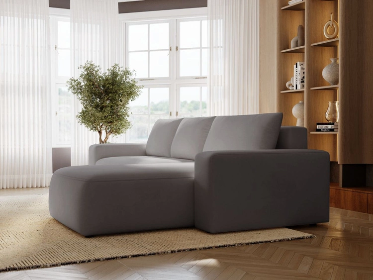Ecksofa L-Form Rechts mit Schlaffunktion und Bettkasten Tazones Dunkelgrau