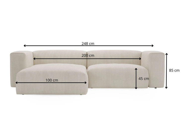 Ecksofa L-Form Links Moderne Cord Ecksofa Landi Grau