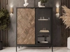 Vitrinenschrank mit LED 101 cm Tavio Schwarz, Liam Gold