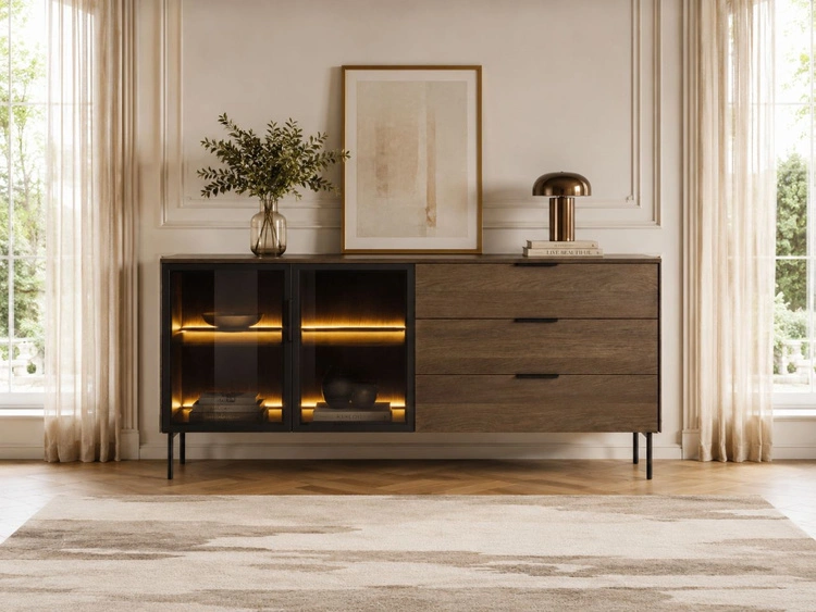 Kommode mit Türen und Schubladen Lumina Eiche Dunin
