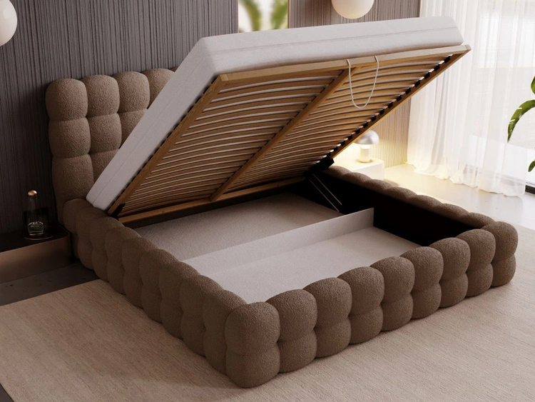 Polsterbett mit Bettkasten und Lattenrost 140x200 Twist Braun