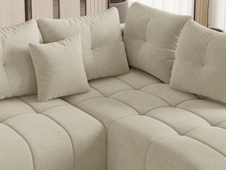 Ecksofa L-Form mit Schlaffunktion und Bettkasten Genoa Beige