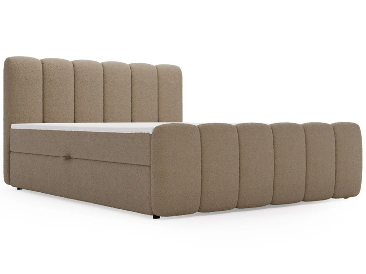 Boxspringbett mit Bettkasten 180x200 Bouclé-Stoff Cloud Braun