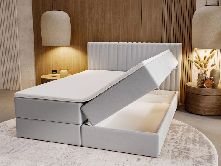 Boxspringbett mit Bettkasten 160x200 Marbella Hellgrau