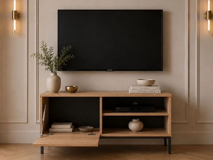 TV-Lowboard mit Türen 100 cm Soroko Hickory