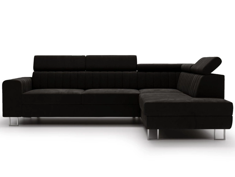 Ecksofa mit Schlaffunktion und Bettkasten Berona rechts Schwarz