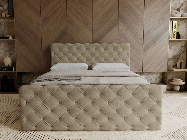 Boxspringbett mit Bettkasten 180x200 Lunaris Hellbraun