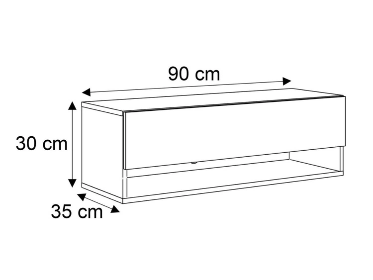 Hänge TV-Schrank 90 cm für Wohnzimmer mit LED-Beleuchtung Aurelie Kaschmir Hochglanz