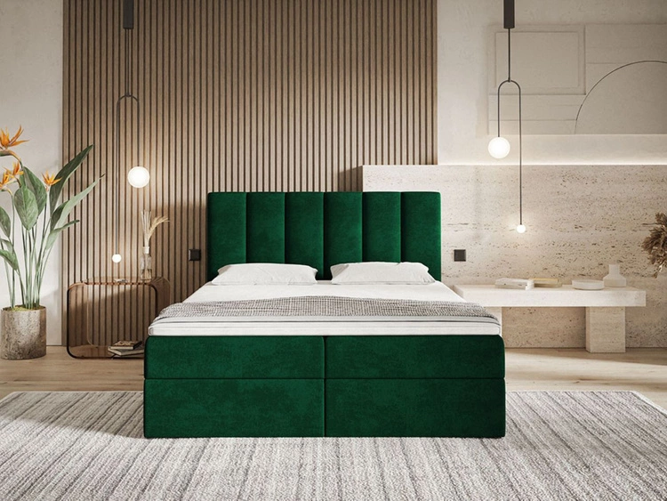 Boxspringbett mit Bettkasten 120x200 Cascada Grün