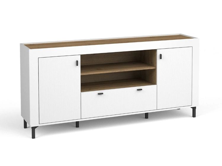 Kommode mit Türen und Schublade Messina Weiß