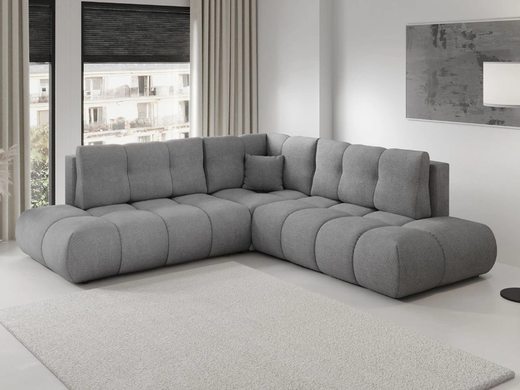 Ecksofa mit Schlaffunktion und Bettkasten Links Kair Grau