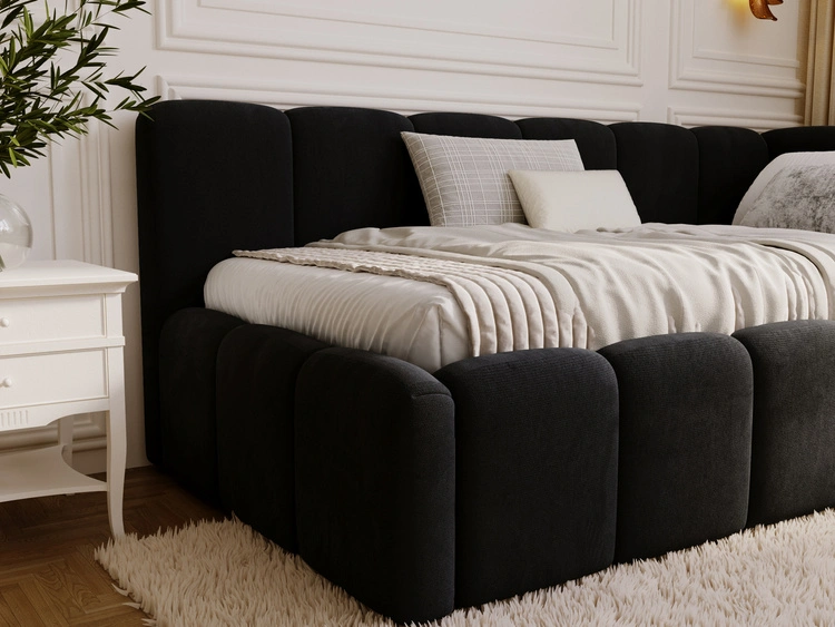 Jugendbett Einzelbett mit Bettkasten und Lattenrost 90x200 Cloud One Schwarz