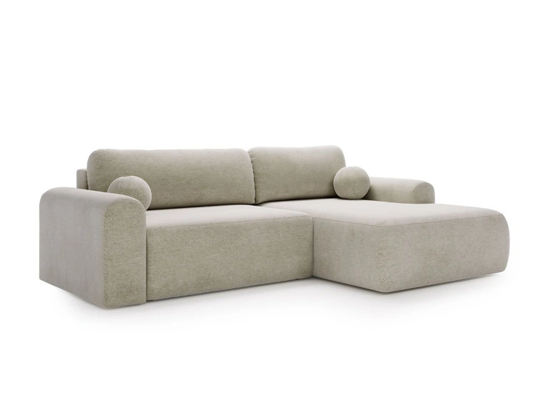 Ecksofa L-Form mit Schlaffunktion und Bettkasten Savana Rechts Hellbeige