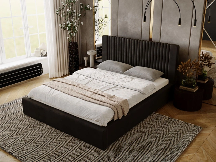 Polsterbett mit Bettkasten und Lattenrost 180x200 Malmo Braun