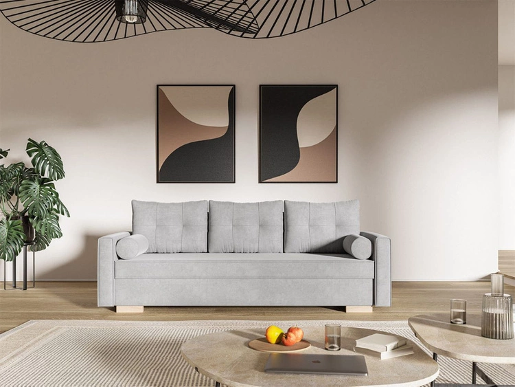 Schlafsofa mit Bettfunktion und Bettkasten Pori Grau