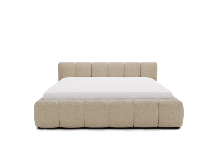 Polsterbett ohne Bettkasten mit Lattenrost 180x200 Cloud Low aus Bouclé-Stoff Dunkelbeige