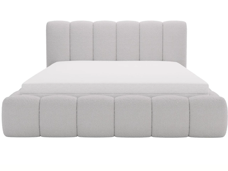 Polsterbett mit Bettkasten und Lattenrost 120x200 Cloud Bouclé-Stoff Hellgrau