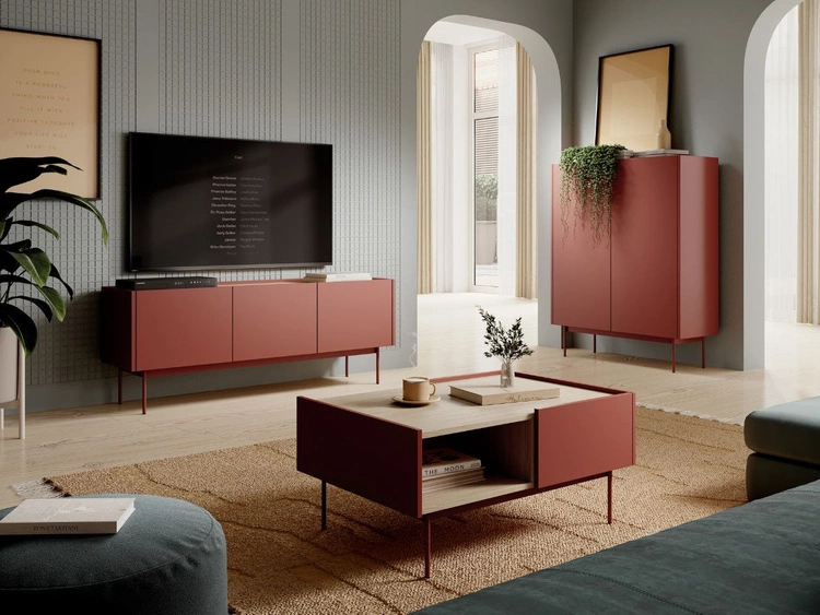 Couchtisch mit Stauraum Drevo Rot