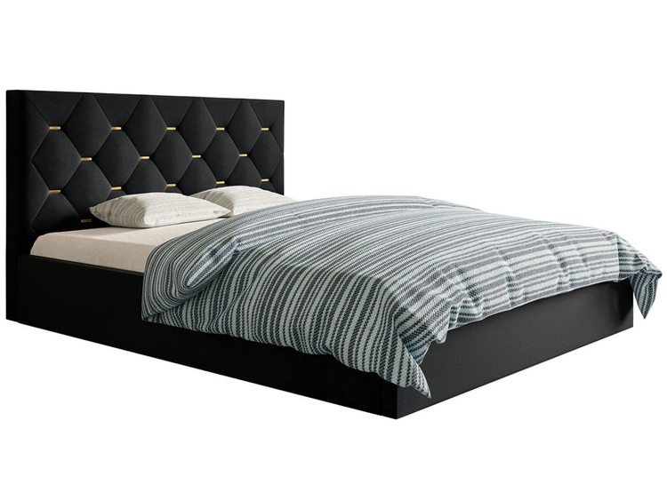 Polsterbett mit Bettkasten und Lattenrost 140x200 Salento Schwarz
