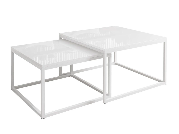 Couchtisch auf weißem Gestell Asumi Weiß Hochglanz 36x42