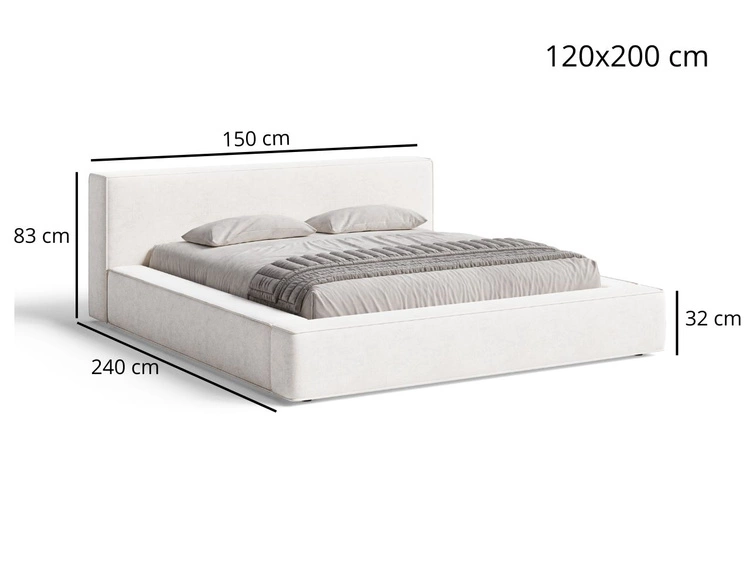 Polsterbett mit Bettkasten und Lattenrost 120x200 Mali Beige