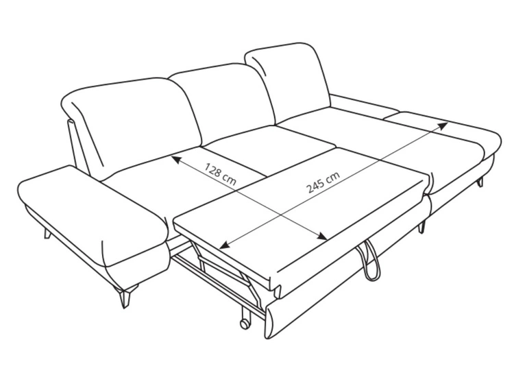 Ecksofa L-Form Rechts mit Schlaffunktion und Bettkasten Hannover Dunkelgrau
