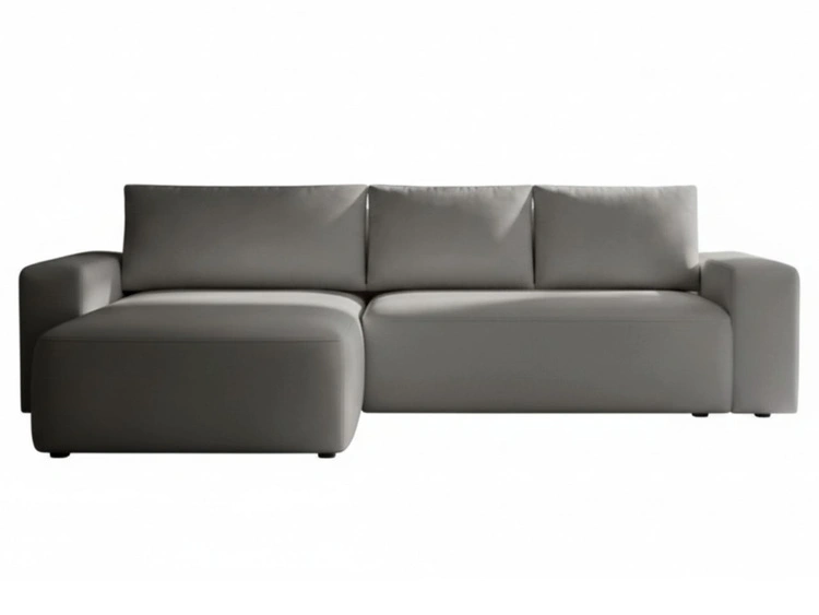 Ecksofa L-Form Links mit Schlaffunktion und Bettkasten Tazones Dunkelgrau