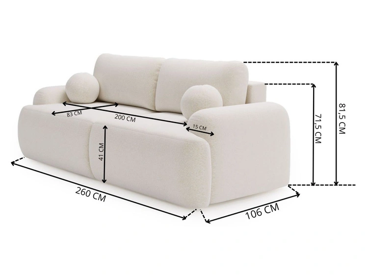Sofa mit Schlaffunktion und Bettkasten Aurio Braun