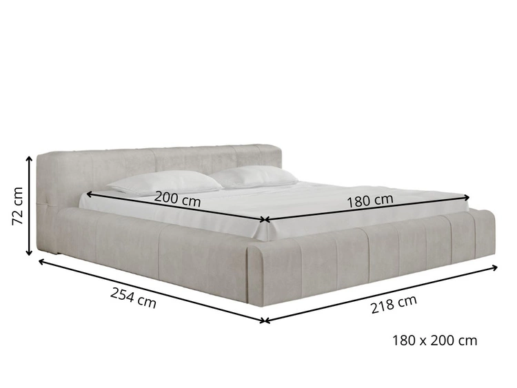 Polsterbett mit Bettkasten und Lattenrost 180x200 Lipari Beige