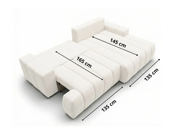 Ecksofa L-Form Links mit Schlaffunktion und Bettkasten Caleo Beige