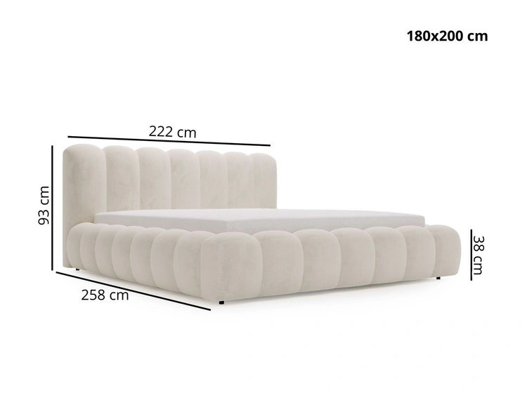 Polsterbett mit Bettkasten und Lattenrost 180x200 Averia Beige