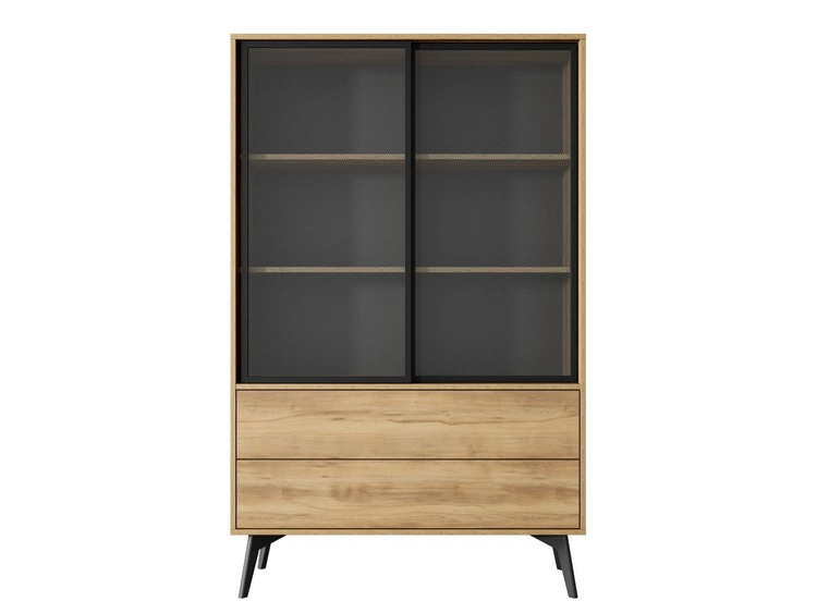 Vitrinenschrank Soil Barock Eiche, Schwarz