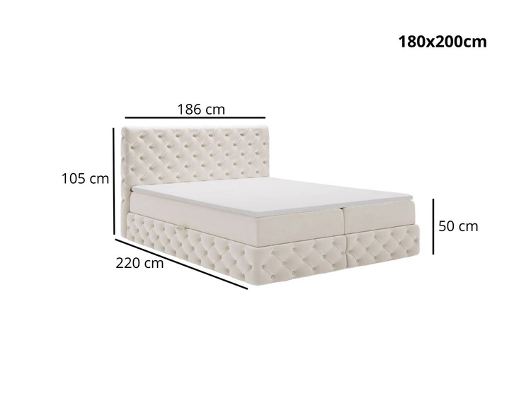 Boxspringbett mit Bettkasten 180x200 Canolo Creme