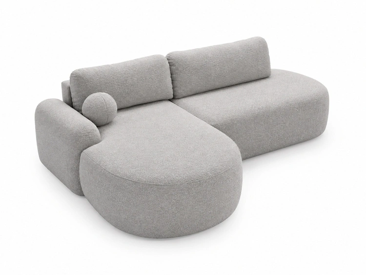 Ecksofa L-Form Links mit Schlaffunktion und Bettkasten Aurio O Grau