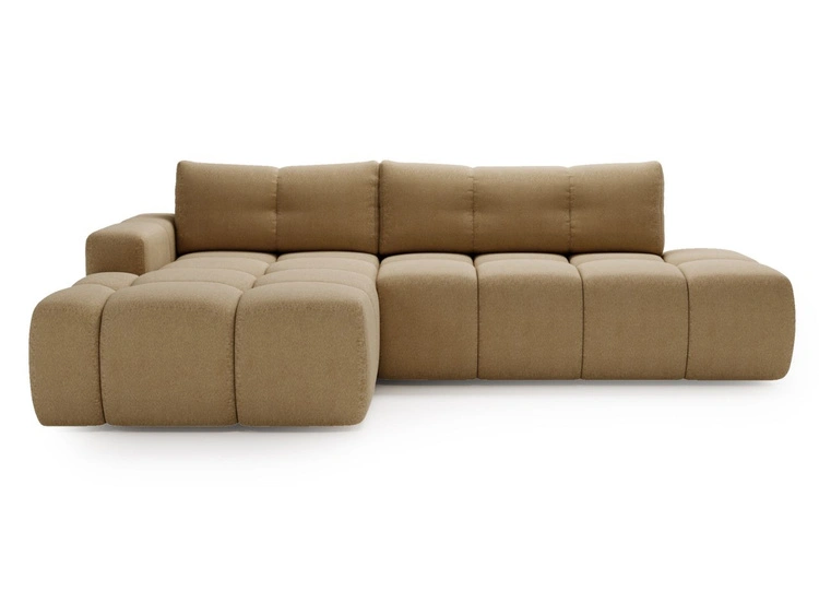 Ecksofa L-Form Links mit Schlaffunktion und Bettkasten Montero Hellbraun