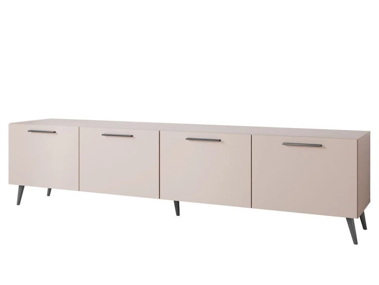 TV-Lowboard mit Türen und LED-Beleuchtung auf Schwarzen Metallbeinen 200 cm Noaé Kaschmir