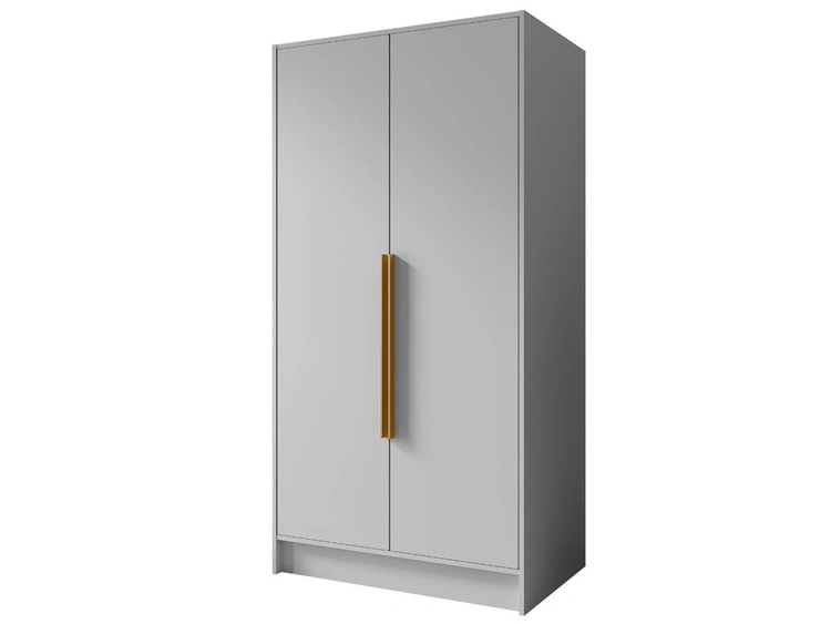 Kleiderschrank 100 cm Perugia Weiß mit goldenen Griffen