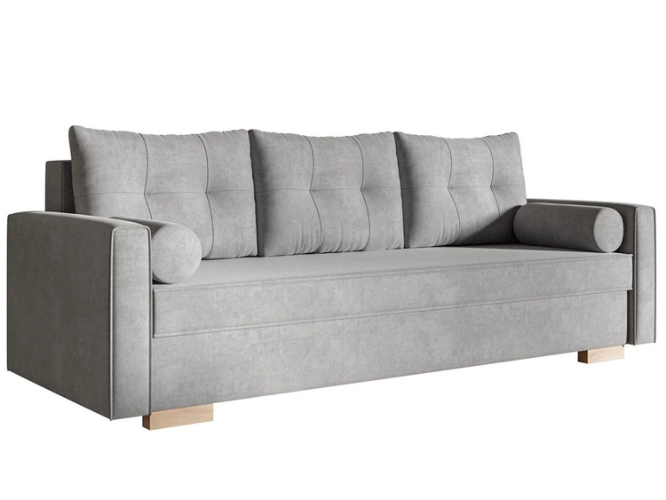 Schlafsofa mit Bettfunktion und Bettkasten Pori Grau