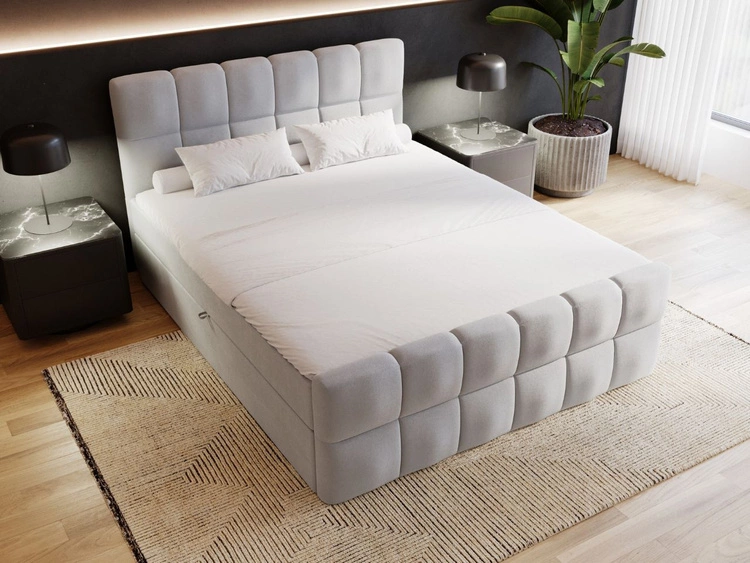 Boxspringbett mit Bettkasten 140x200 Alicante Grau