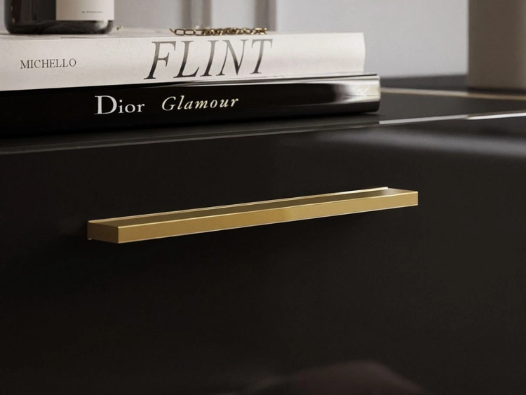 TV-Schrank im Glamour-Stil mit Schränken und Schublade Lunelie Schwarz Hochglanz