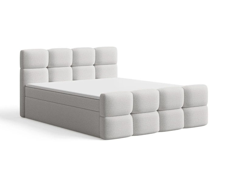 Boxspringbett mit Bettkasten 140x200 Rivon Hellgrau