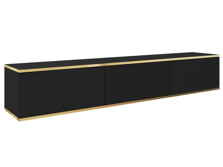 TV-Lowboard Hänge mit Türen 175 cm Diolo Schwarz mit glatter Front