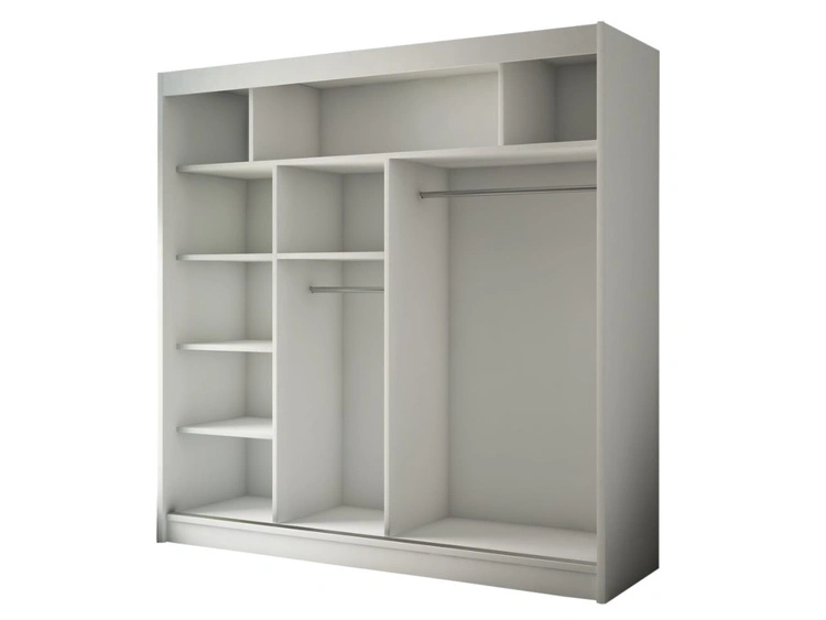 Schiebetürenschrank mit Spiegel und Lamellen 200 cm Loreto Schwarz