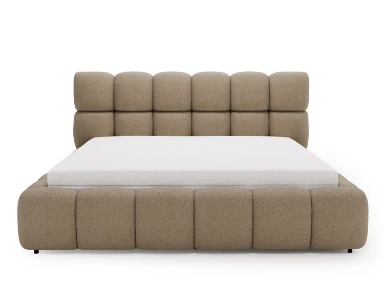 Polsterbett mit Bettkasten und Lattenrost 180x200 Modo aus Bouclé-Stoff Braun