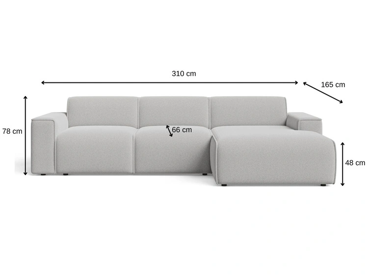 Ecksofa L-Form Links Lavia Bouclé-Stoff Grau