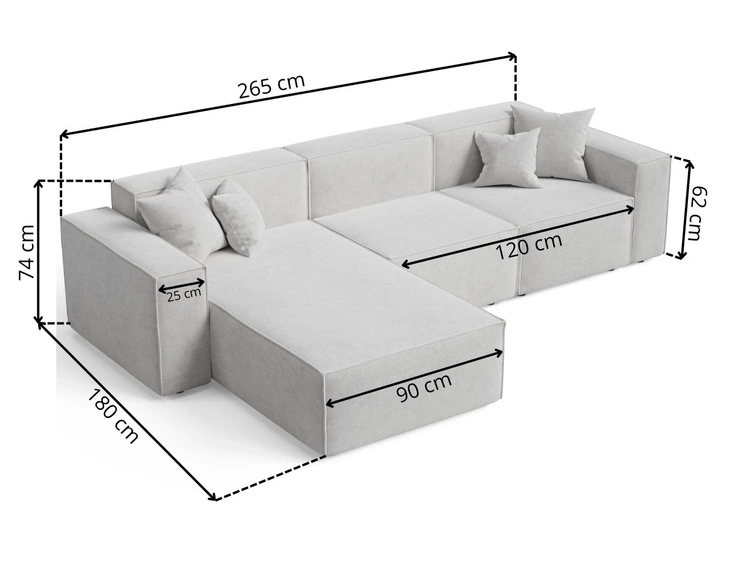 Ecksofa L-Form Links Arizona Dunkelgrau