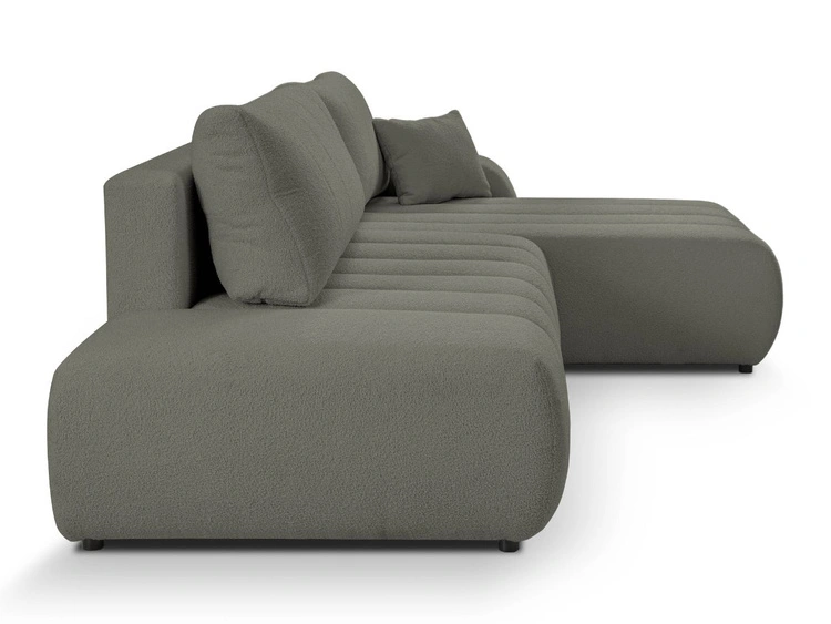 Ecksofa mit Schlaffunktion und Bettkasten Rechts Adoro Grau