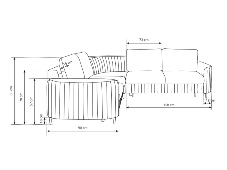 Ecksofa L-Form Links mit Schlaffunktion und Bettkasten Limon Rot