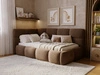Gepolstertes Jugend-Einzelbett mit Bettkasten und Holzrost 90x200 Modo One Rechts Braun