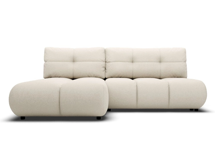 Ecksofa mit Schlaffunktion und Bettkasten Links Milet Creme